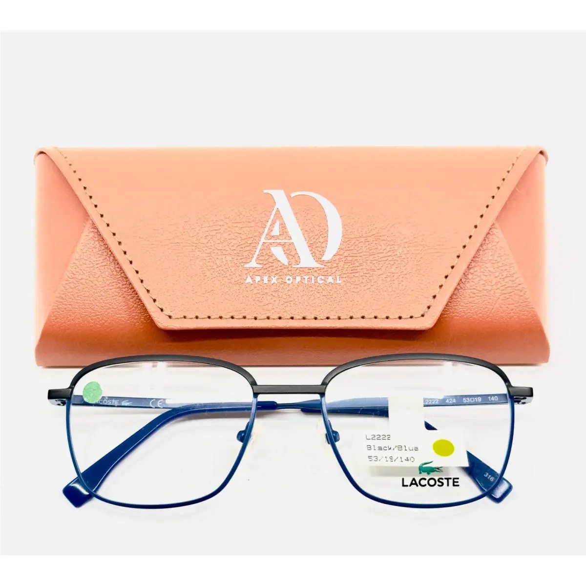 Lacoste L2222 424 Blue Black Unisex Square Full Rim Eyeglasses 53-19-140 B:41 - Frame: Blue Black