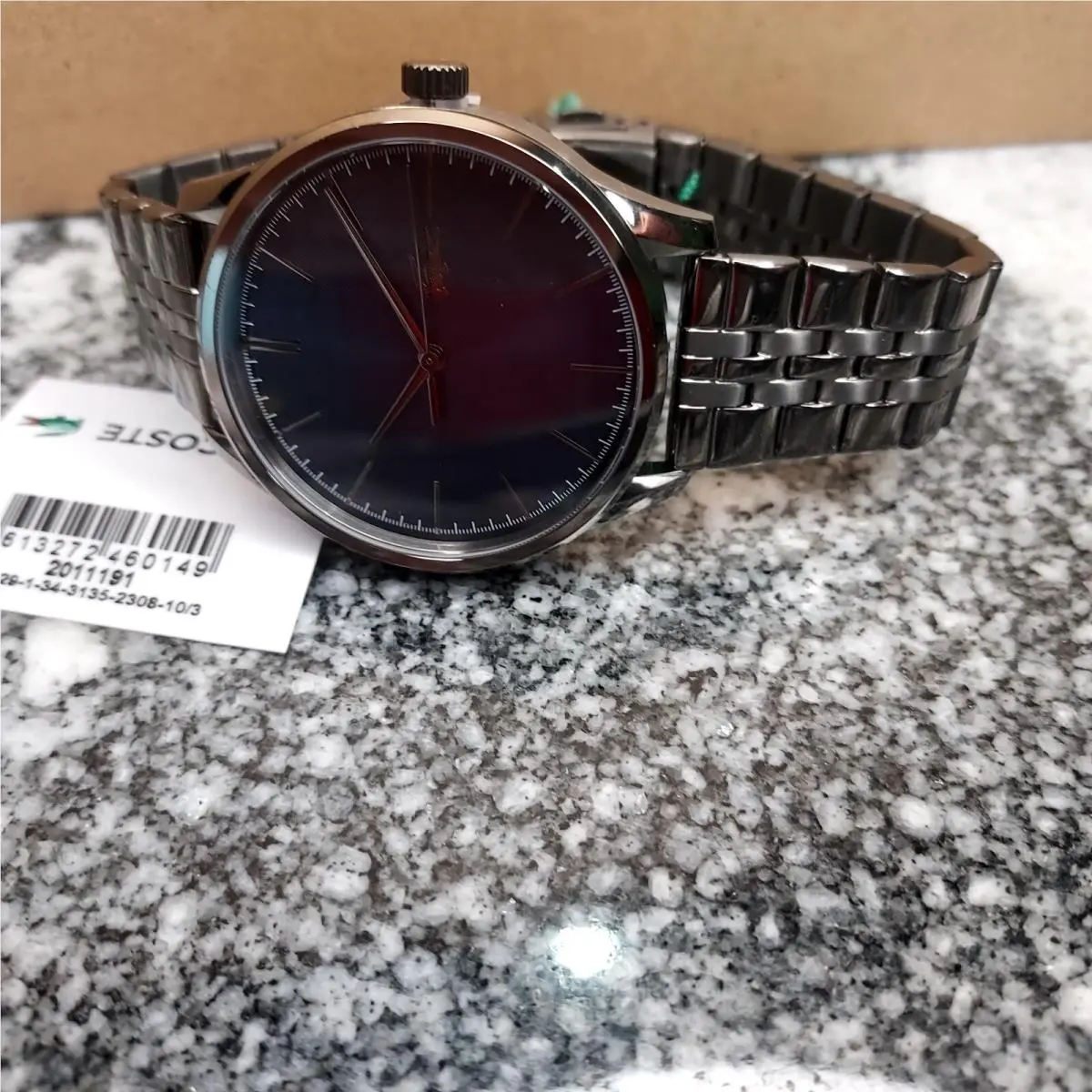 Lacoste Mens Vienna 3 Hands Gunmetal Steel Watch with Blue Dial 2011191