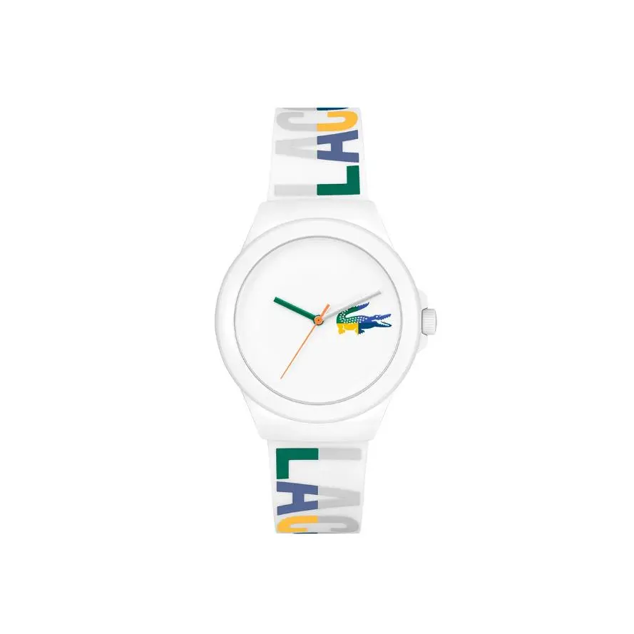 Lacoste 2001217 White Dial Multicolor Lacoste Print Silicone Strap Womens Watch