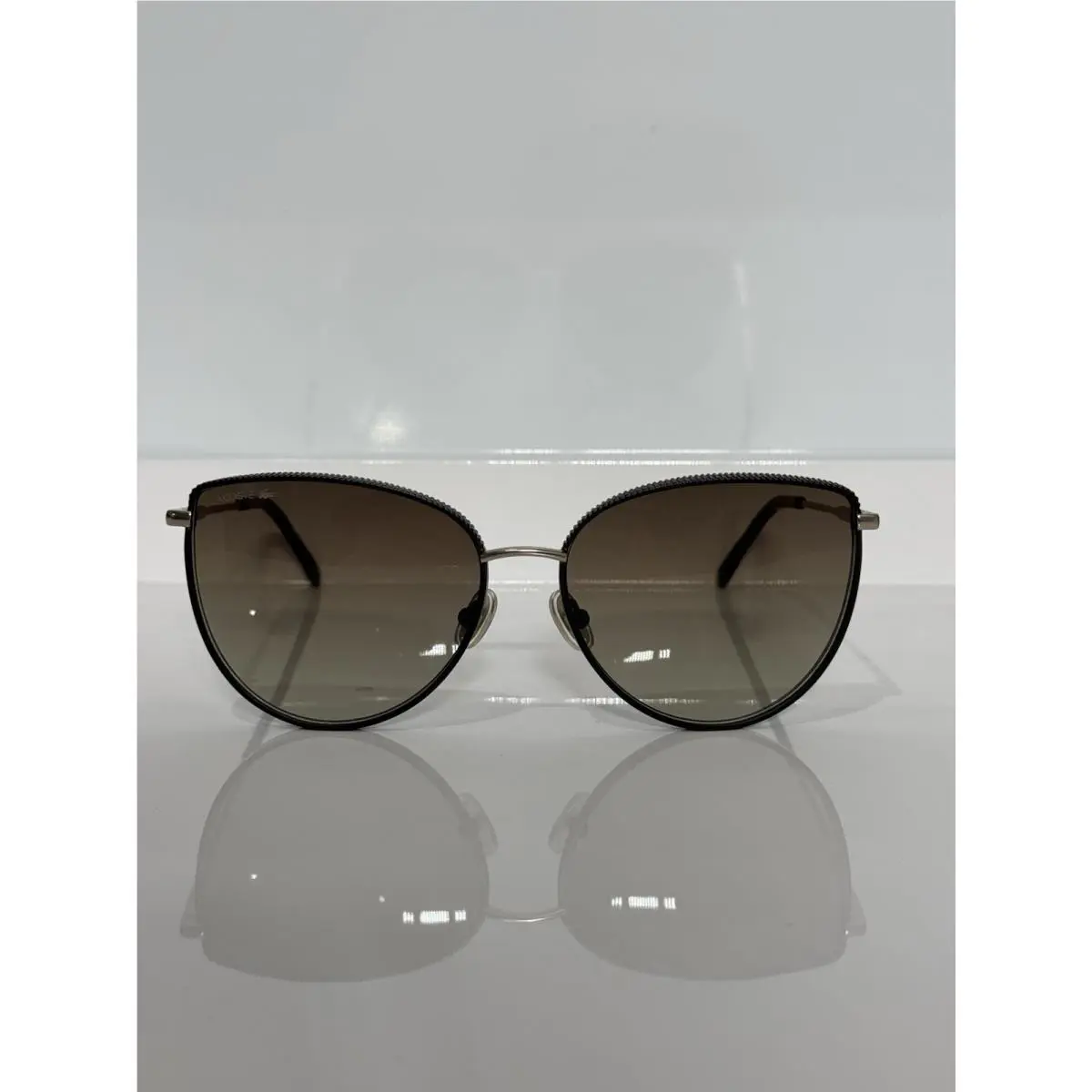 Lacoste L230S 002 Matte Black Metal Woman’s Oversized Sunglasses 59mm