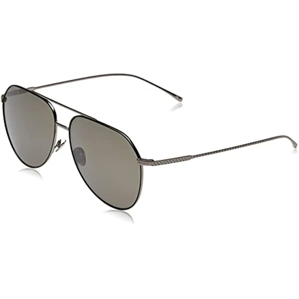 Lacoste L209S 033 Gunmetal Aviator Sunglasses with Smoke Flash Lenses Case