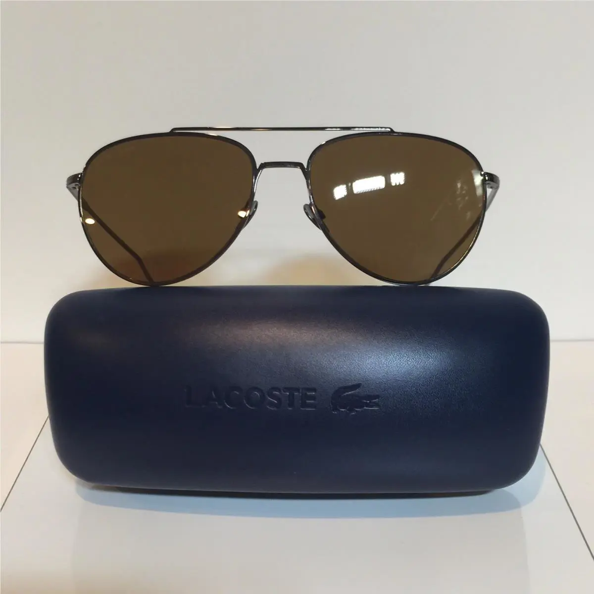 Lacoste L195SPC 714 Shiny Gold Metal Aviator Sunglasses