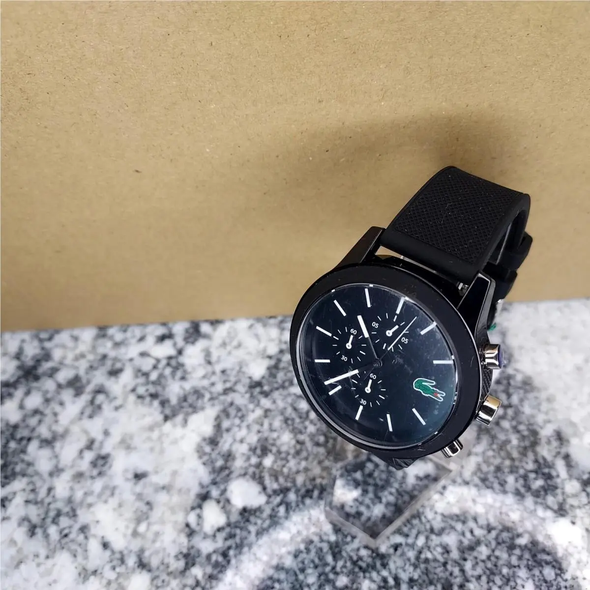 Lacoste Men`s Lacoste 2010972 Chronograph Watch with Black Silicone Strap