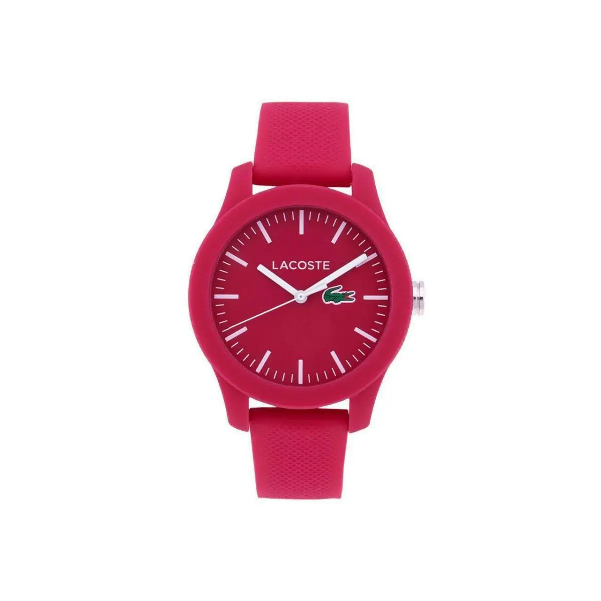2000957 12.12 Pink Dial Pink Silicone Strap Womens Watch by Lacoste