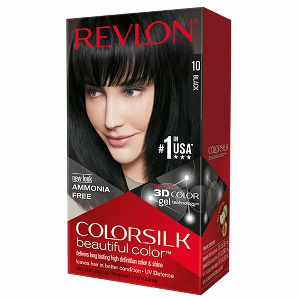 Colorsilk Permanent Hair Color Long-lasting Ammonia Free Pack of 12 10 BLACK by Revlon