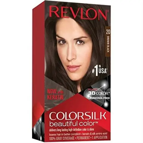Colorsilk Permanent Hair Color Long-lasting Ammonia Free Pack of 12 20 BROWN BLACK by Revlon