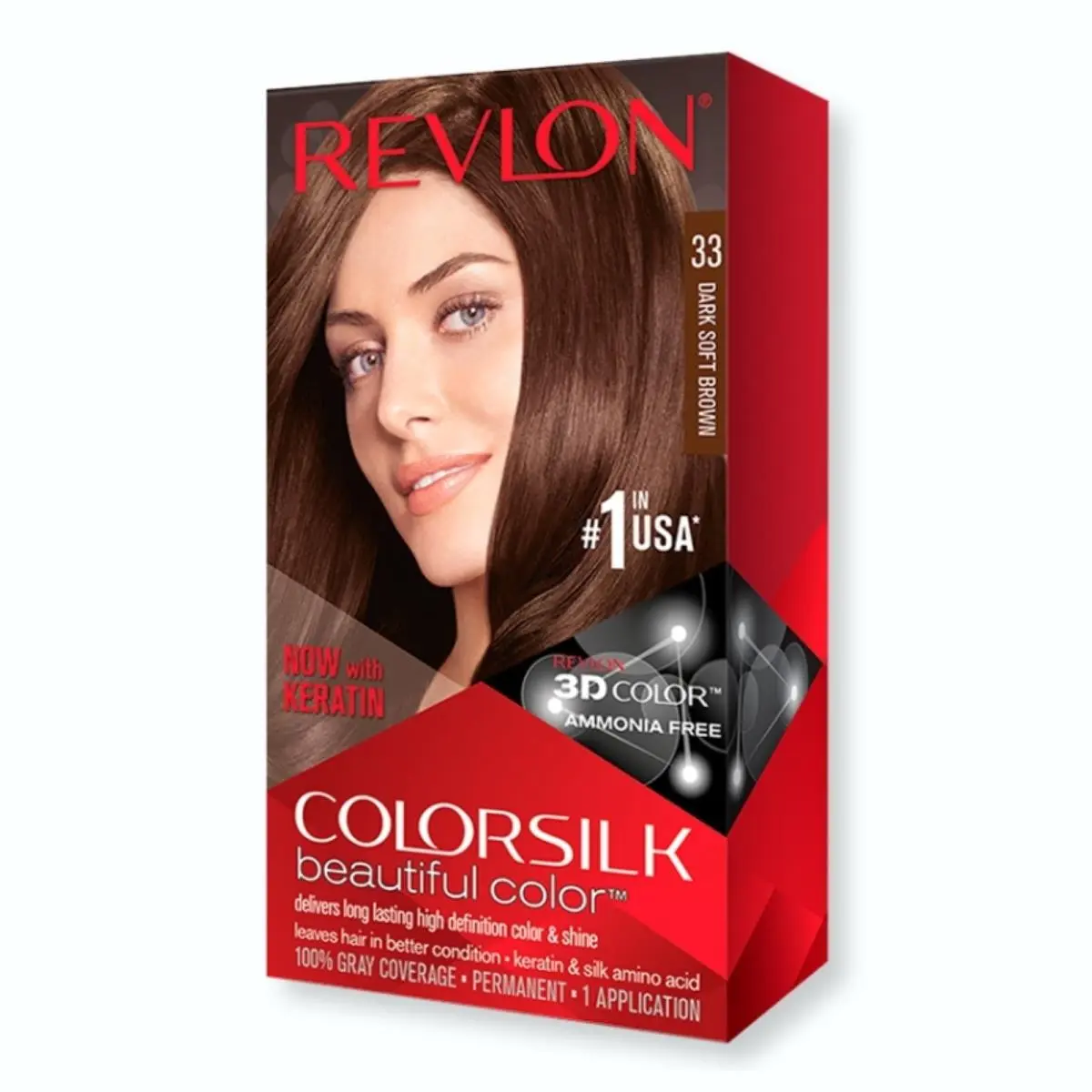 Colorsilk Permanent Hair Color Long-lasting Ammonia Free Pack of 12 33 DARK SOFT BROWN by Revlon