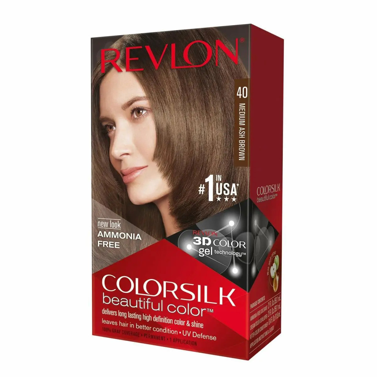 Colorsilk Permanent Hair Color Long-lasting Ammonia Free Pack of 12 40 MEDIUM ASH BROWN by Revlon