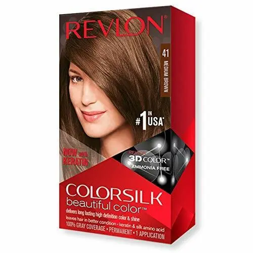 Colorsilk Permanent Hair Color Long-lasting Ammonia Free Pack of 12 41 MEDIUM BROWN by Revlon