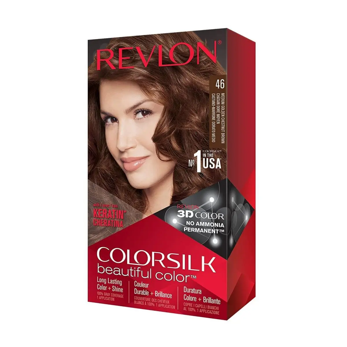 Colorsilk Permanent Hair Color Long-lasting Ammonia Free Pack of 12 46 MEDIUM GOLDEN by Revlon