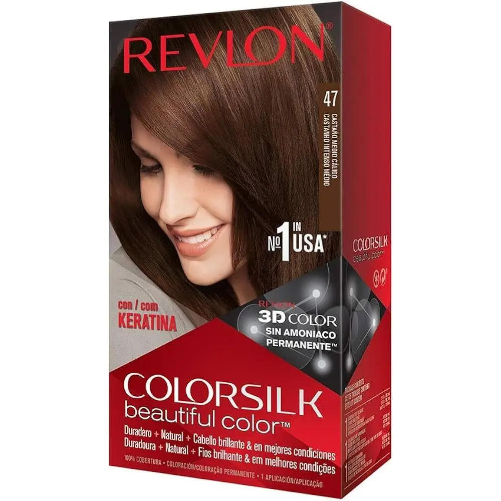 Colorsilk Permanent Hair Color Long-lasting Ammonia Free Pack of 12 47 MEDIUM RICH BROWN by Revlon