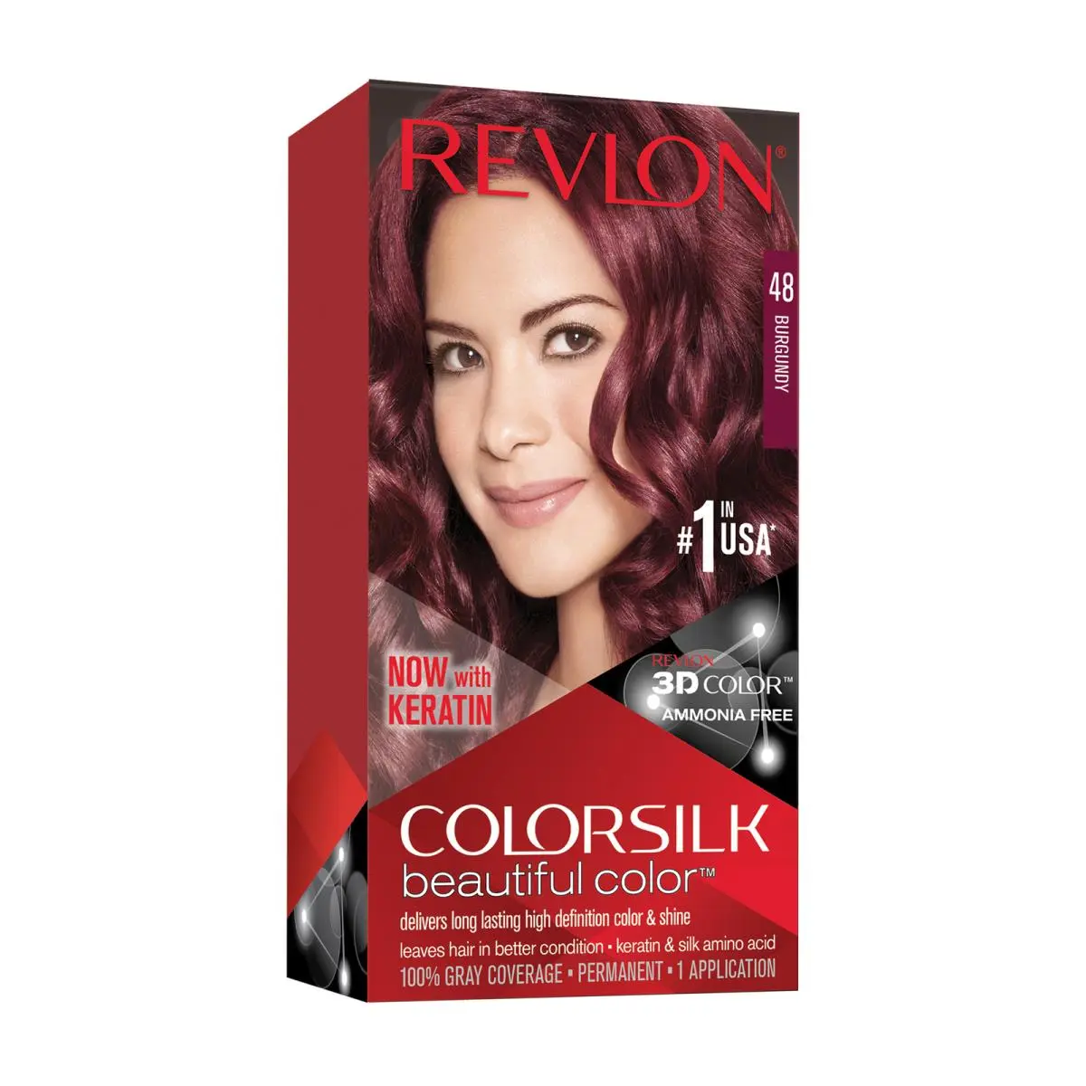 Colorsilk Permanent Hair Color Long-lasting Ammonia Free Pack of 12 48 BURGUNDY by Revlon