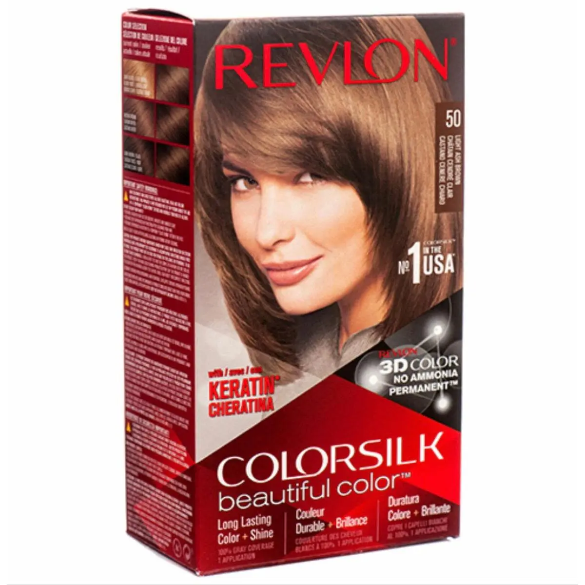Colorsilk Permanent Hair Color Long-lasting Ammonia Free Pack of 12 50 LIGHT ASH BROWN by Revlon