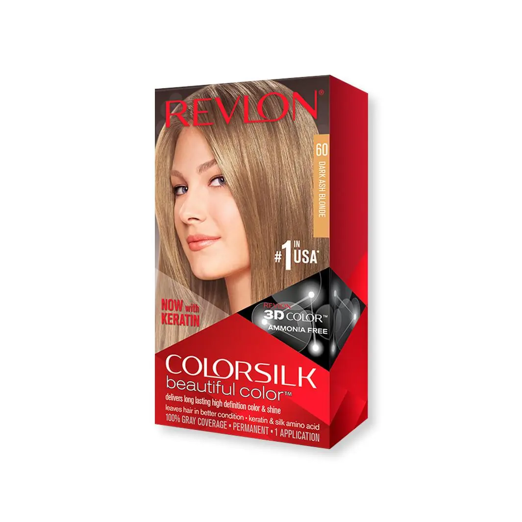 Colorsilk Permanent Hair Color Long-lasting Ammonia Free Pack of 12 60 DARK ASH BLONDE by Revlon