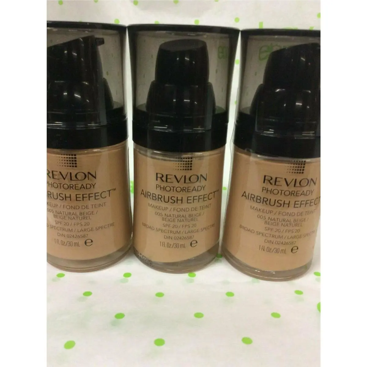 Lot OF 3 - Revlon Photoready Airbrush Effect Makeup Foundation 005 Natural Beige