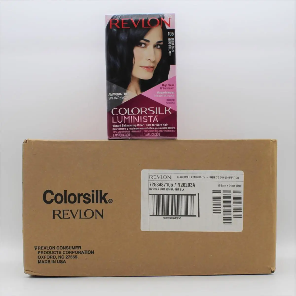 Case of 12 Revlon Colorsilk Luminista Vibrant Shimmering Color 105 Bright Black
