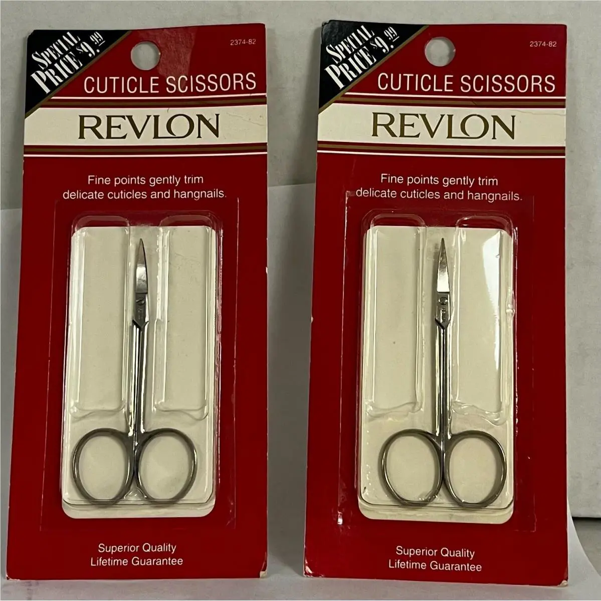 2 Revlon Curved Cuticle Scissors Fine Points Vintage Made IN Brazil 2374-82