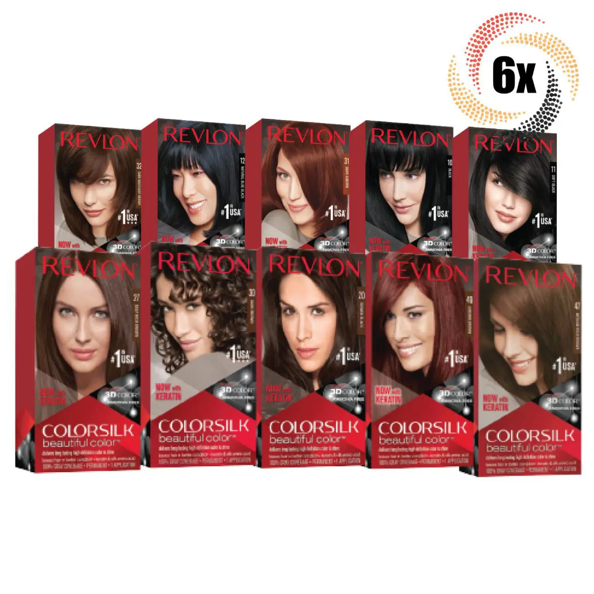 6x Packs Revlon Variety Permanent Colorsilk Beautiful Color Dye Mix Match