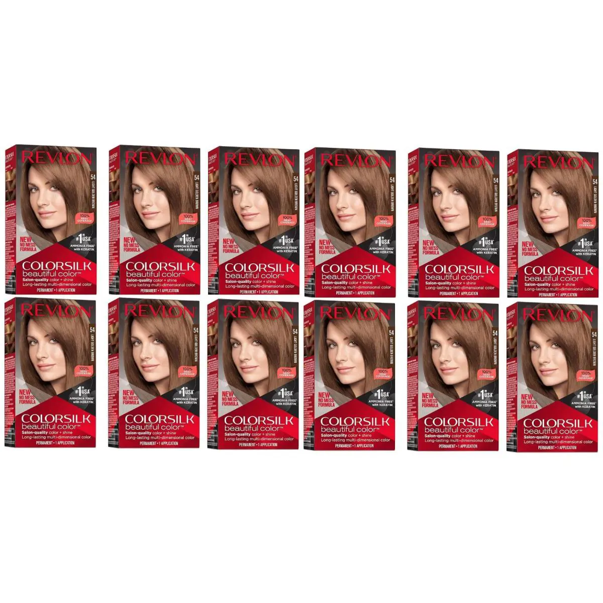 Revlon Color Silk with Bond Repair Complex Hair Dye 54 Light Golden Brown 12 Pc
