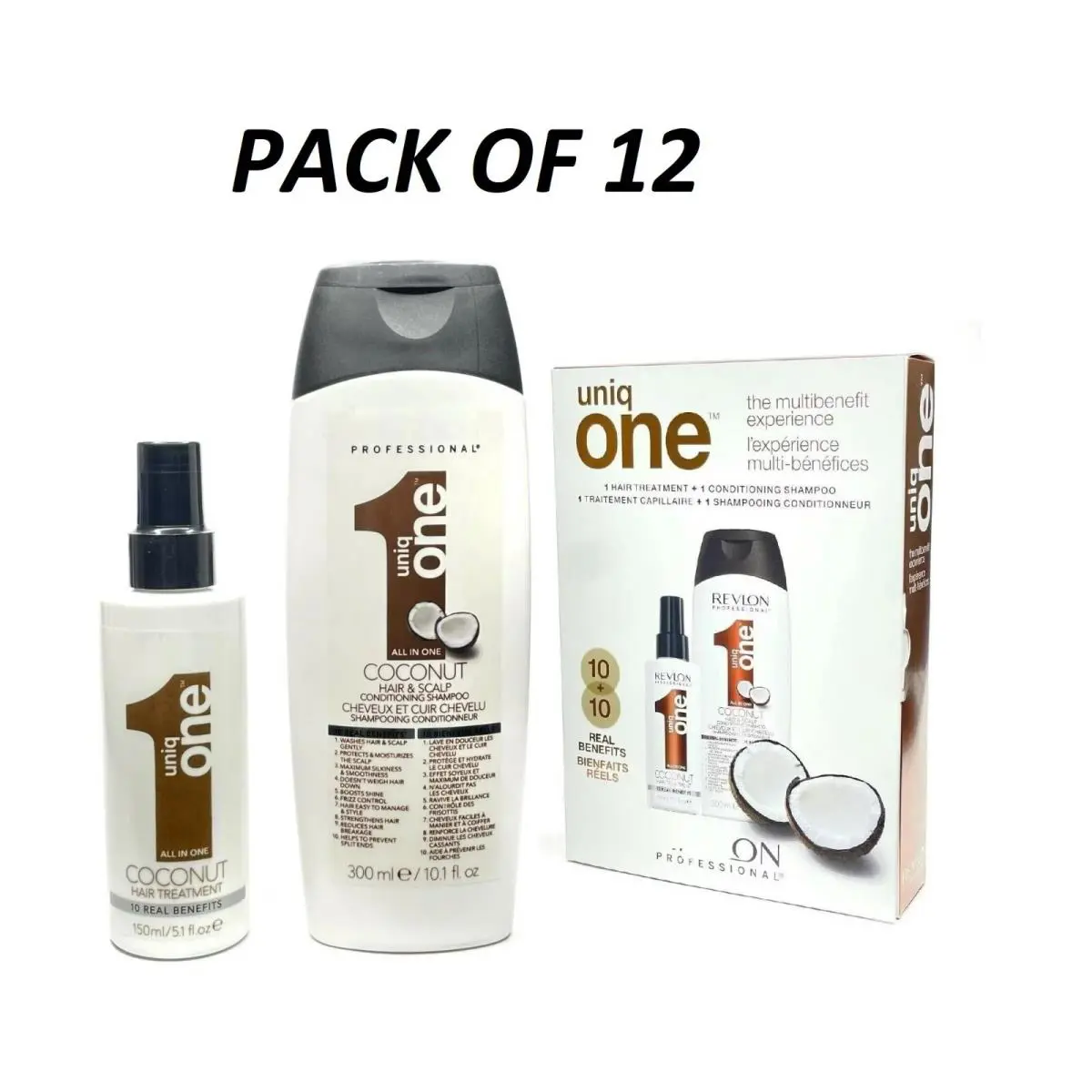 Revlon Uniq One Coconut Pack Hair Treatment+conditioning Shampoo Pack OF 12