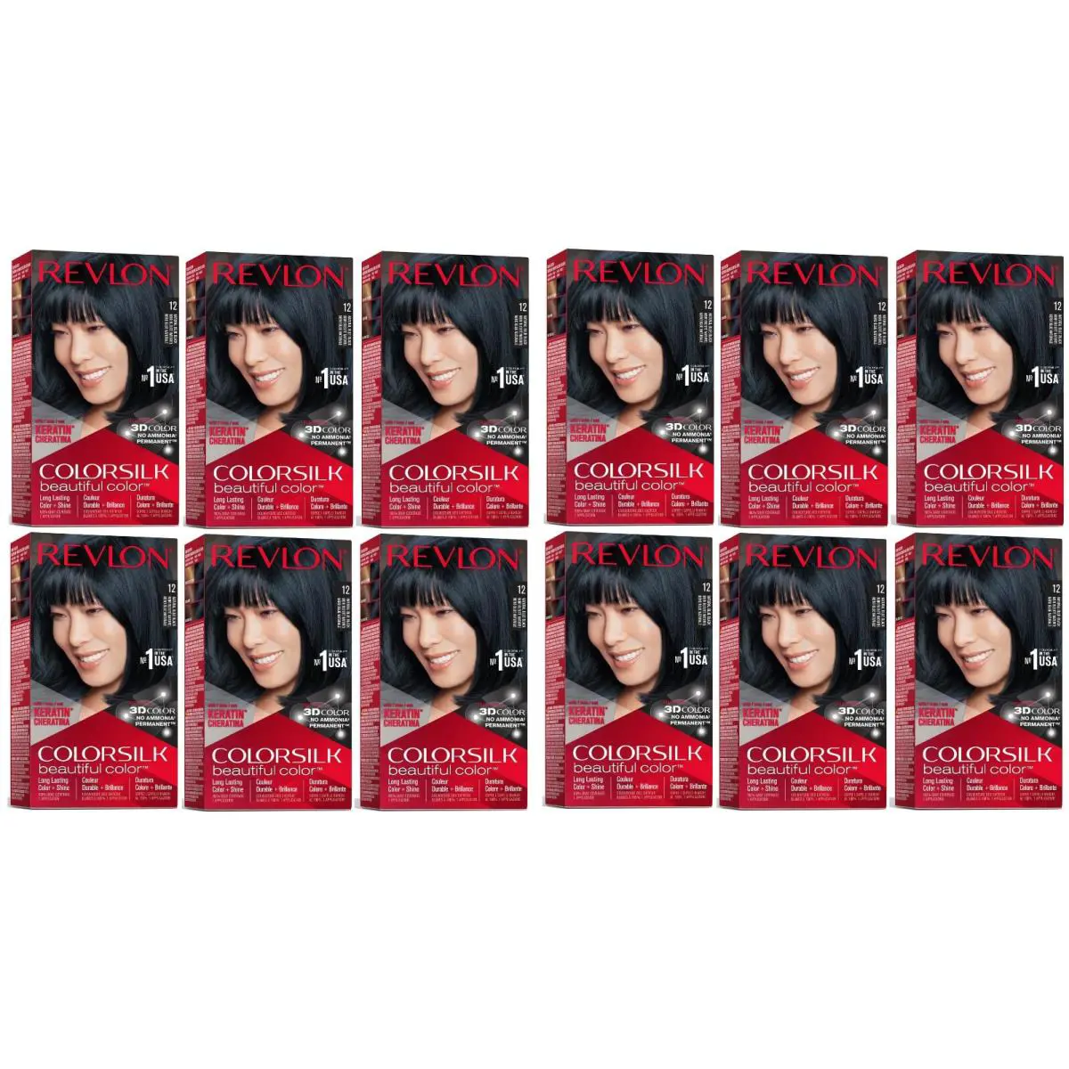 Revlon Colorsilk Color Permanent Hair Dye 12 Natural Blue Black Pack of 12