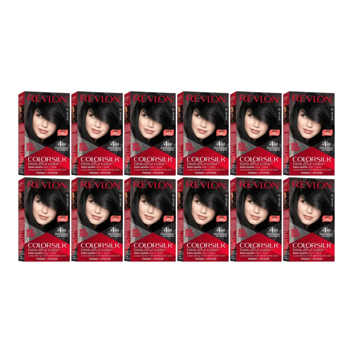 Colorsilk Beautiful Hair Color - 11 Soft Black Pack of 12 by Revlon