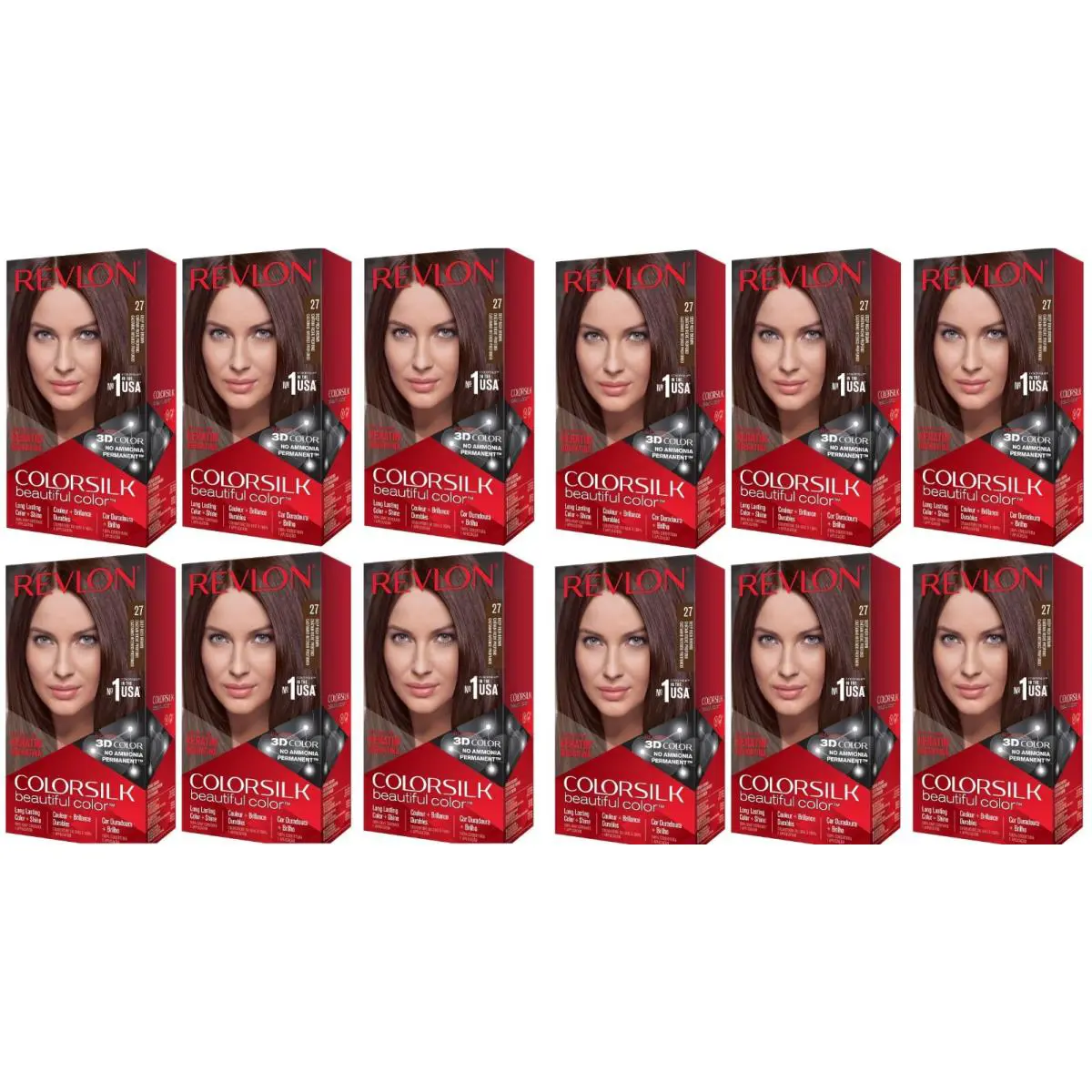 Revlon Colorsilk Color Permanent Hair Dye 27 Deep Rich Brown Pack of 12