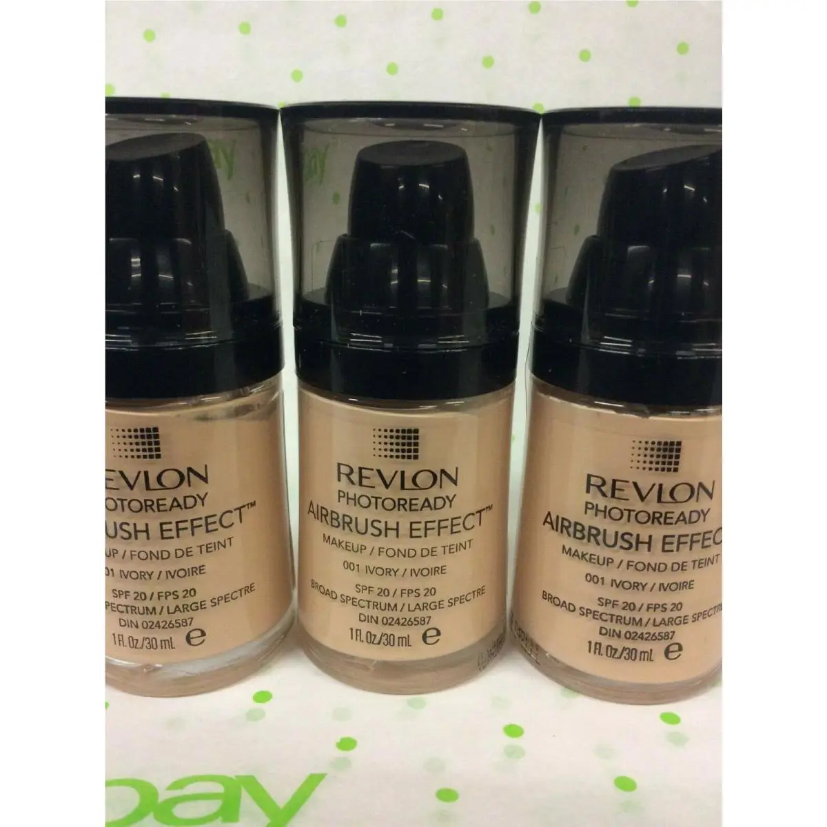 Lot OF 3 - Revlon Photoready Airbrush Effect Makeup Foundation 001 Ivory New