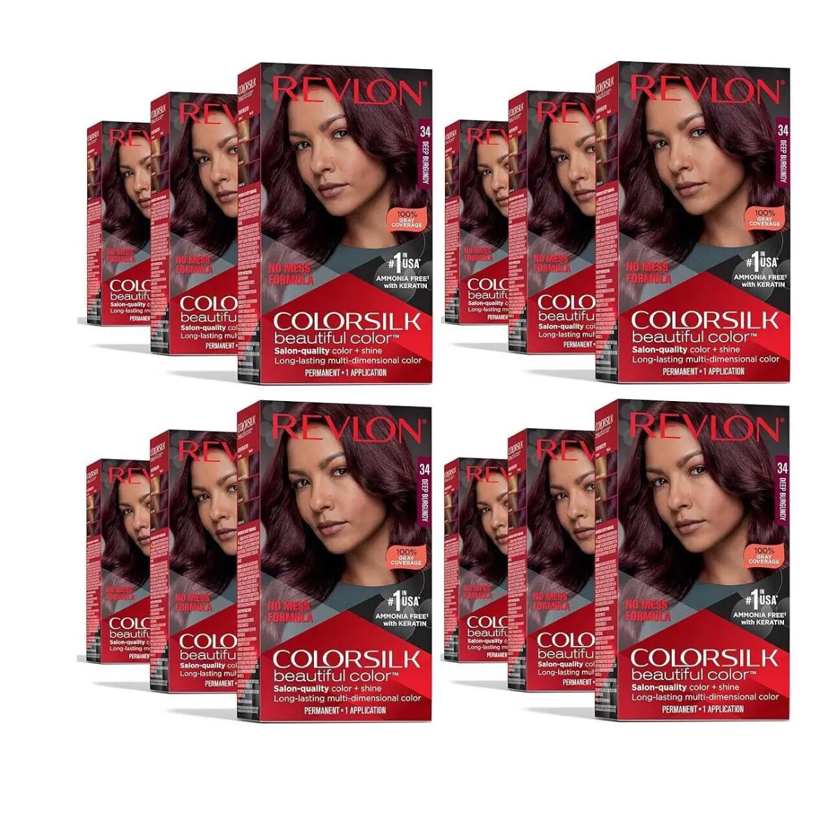 Revlon Color Silk with Bond Repair Complex 34 Deep Burgundy Pack of 12