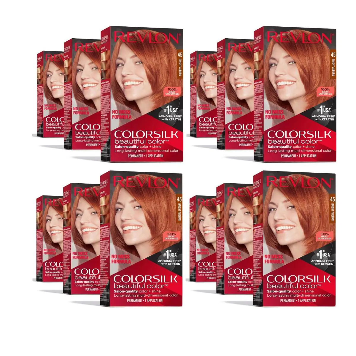 Revlon Color Silk with Bond Repair Complex 45 Bright Auburn Pack of 12