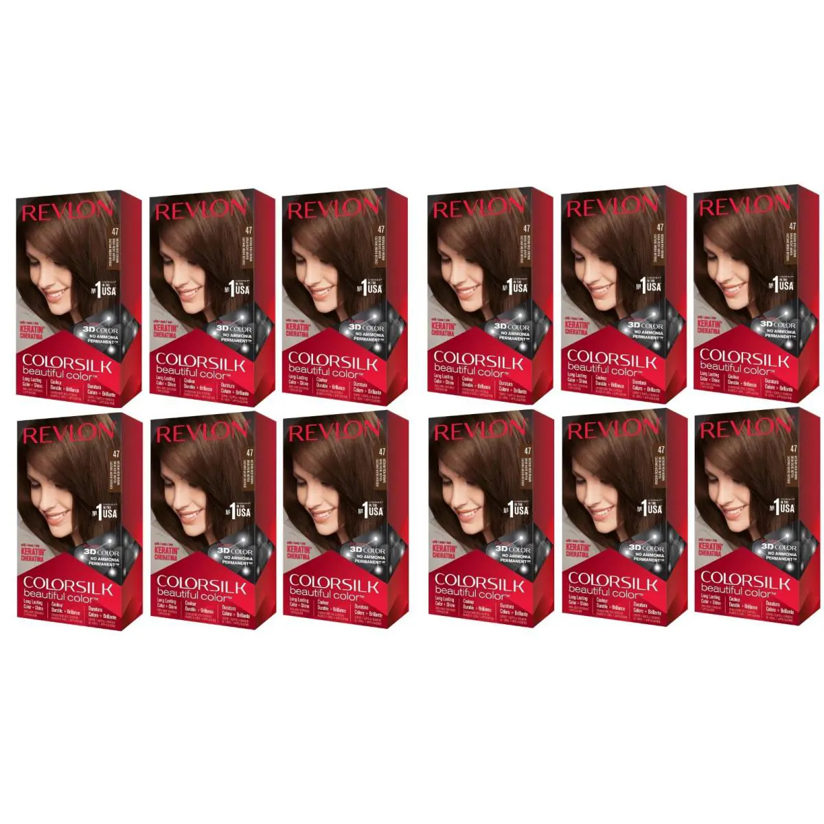 Revlon Color Silk with Bond Repair Complex 47 Medium Rich Brown Pack of 12