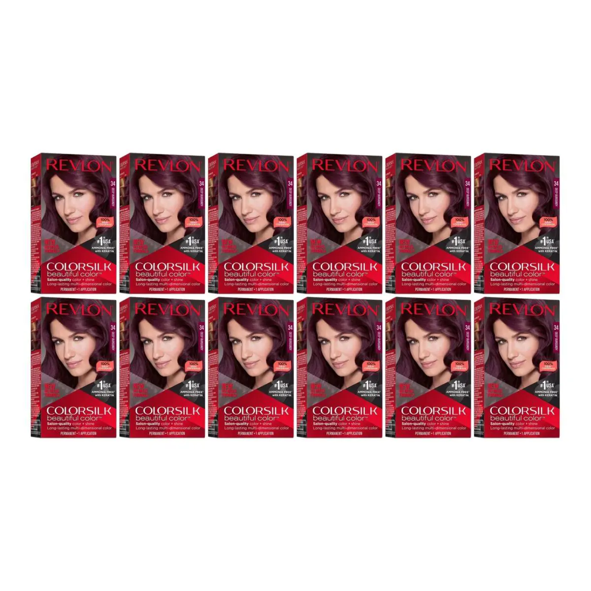 Revlon Colorsilk Beautiful Hair Color - 34 Deep Burgundy Pack of 12