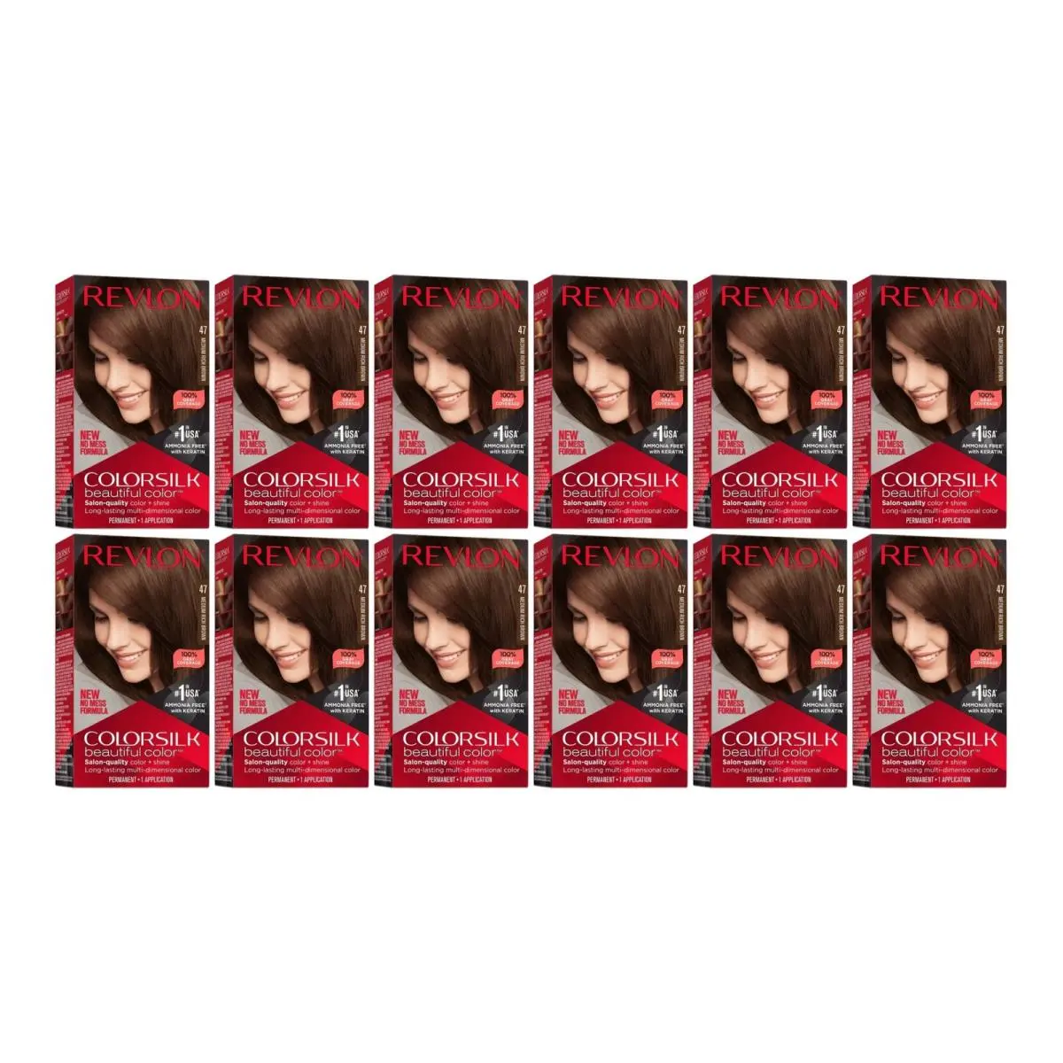 Colorsilk Hair Color - 47 Medium Rich Brown Pack of 12 by Revlon