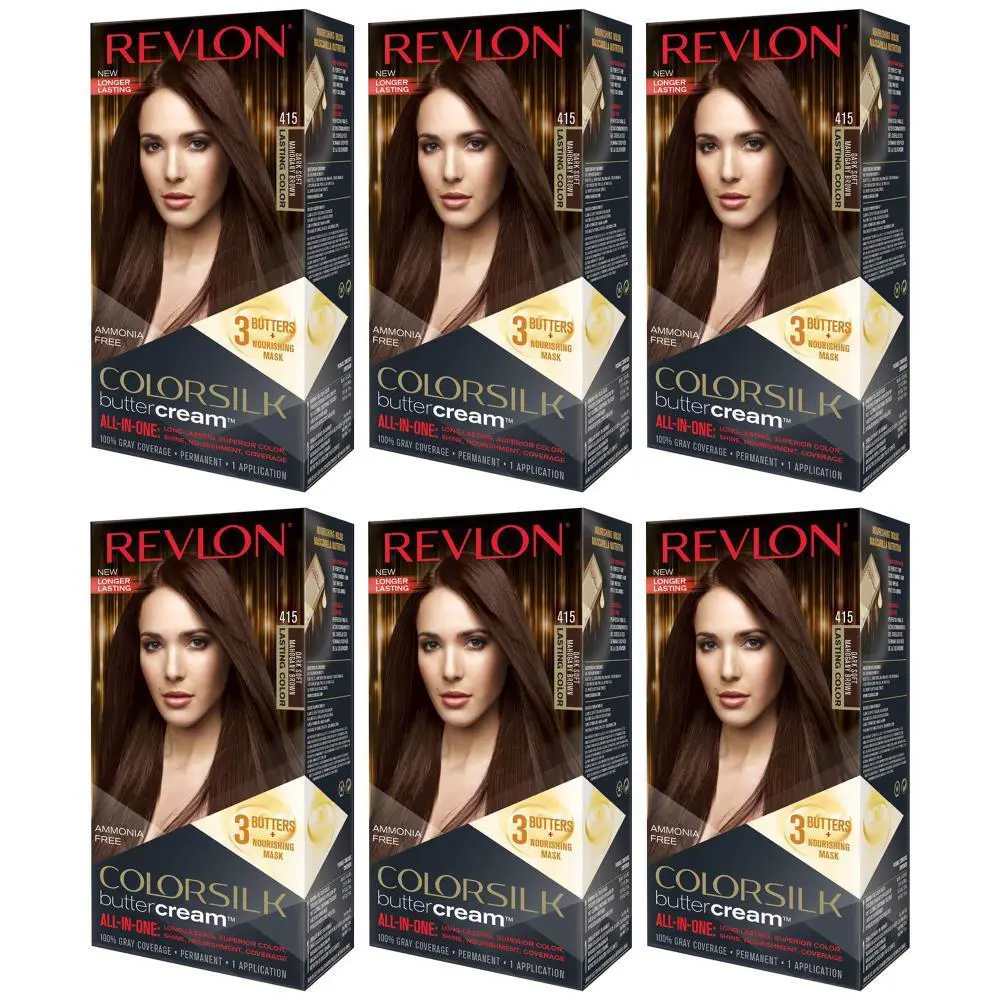 6-Pack Revlon Colorsilk Buttercream Hair Dye 415 Dark Soft Mahogany Brown