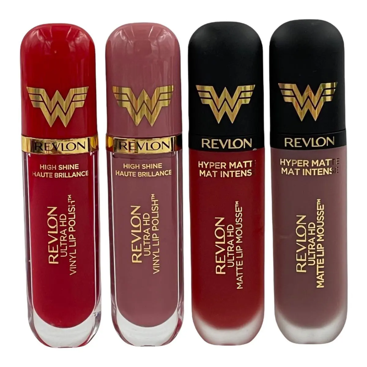 Revlon Wonder Woman Limited Edition 4 Pc Ultra HD Lip Matte Mousse Vinyl Polish