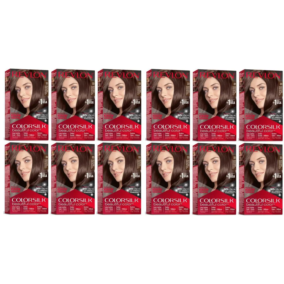 Revlon Color Silk with Bond Repair Complex 33 Dark Soft Brown Pack of 12