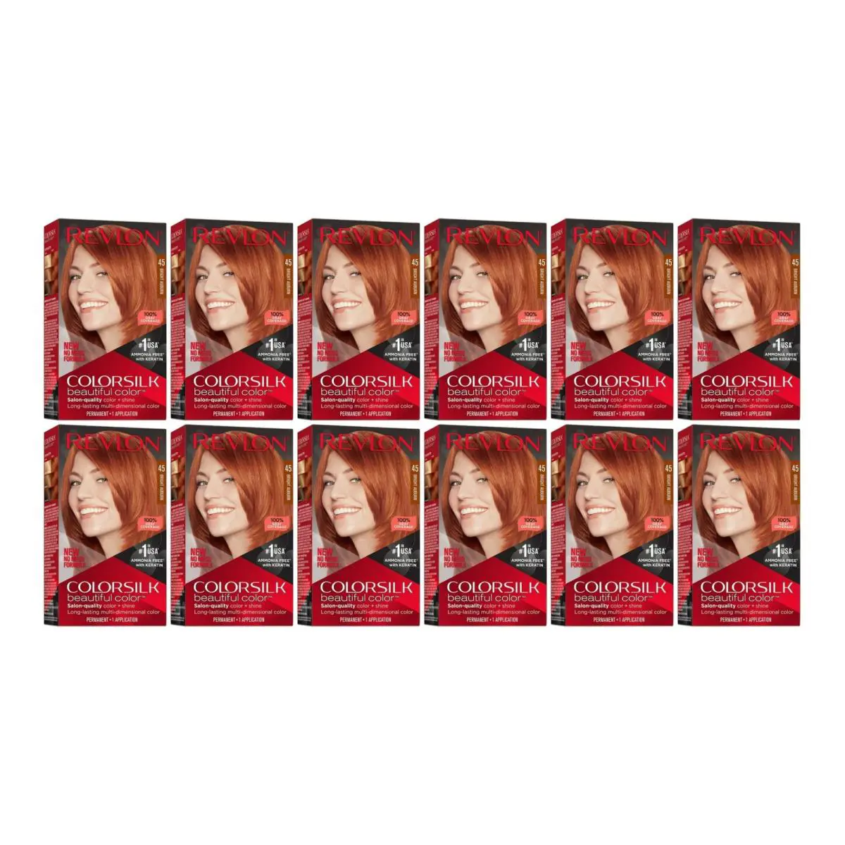 Revlon Beautiful Hair Color - 45 Bright Auburn Pack of 12