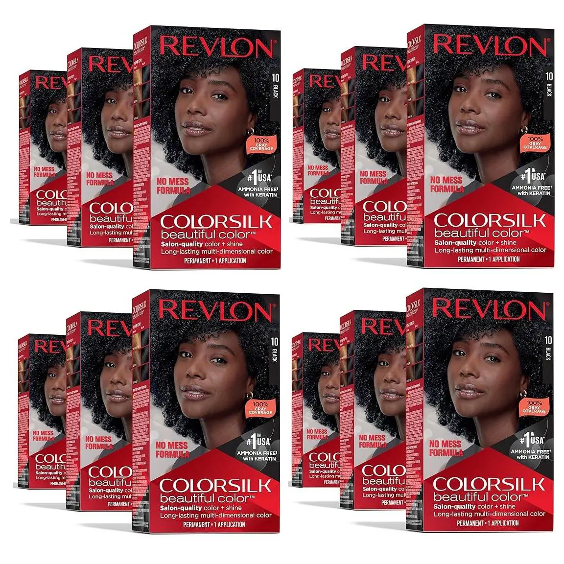 Revlon Colorsilk Color Permanent Hair Dye 10 Black Pack of 12