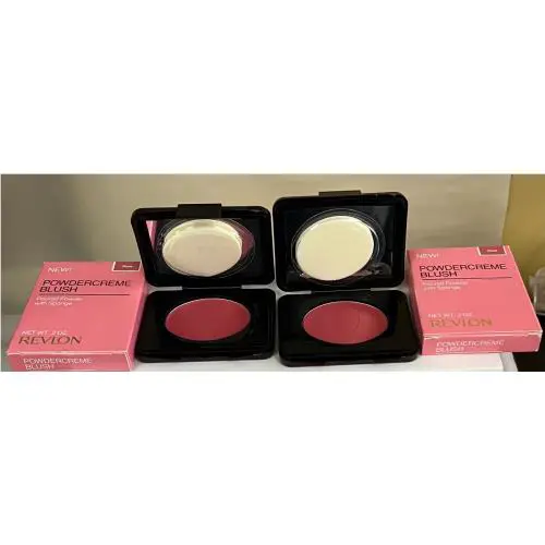 48 Revlon Powdercreme Blush with Sponge Rose 0.2 OZ