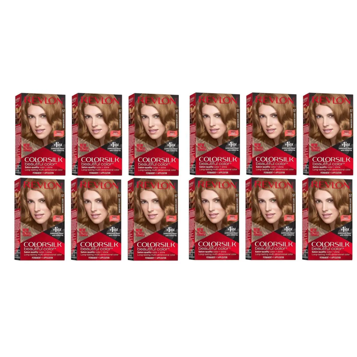 Revlon Colorsilk with Bond Repair Complex Hair Dye 57 Lightest Golden Brown 12Pc