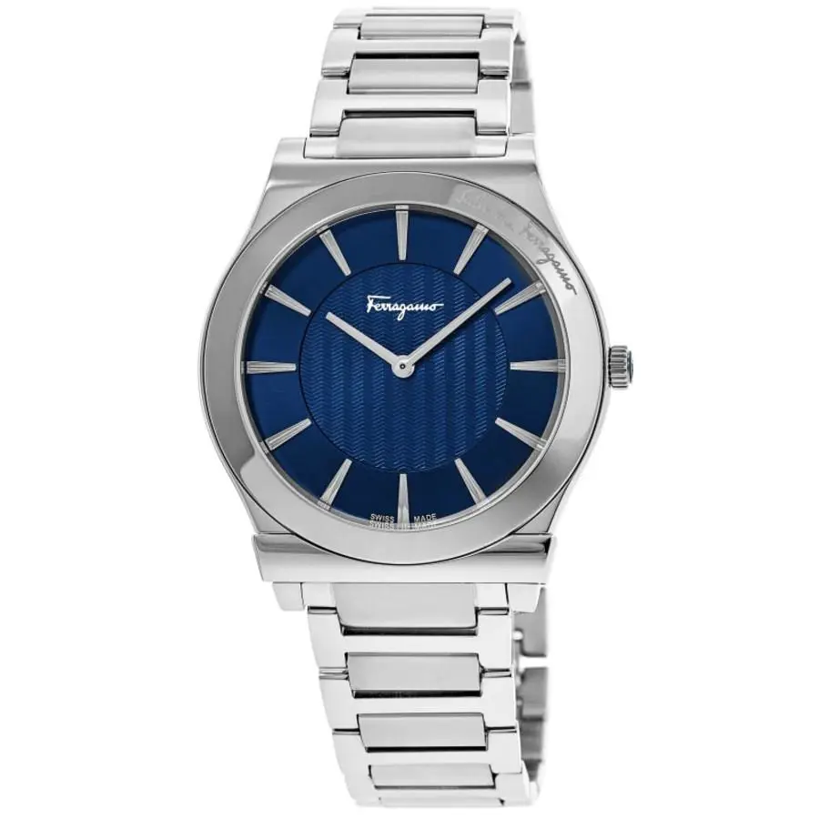 Salvatore Ferragamo 1898 Slim Blue Dial Steel Men`s Watch SFPE00719 - Face: Blue, Dial: Blue, Band: Silver