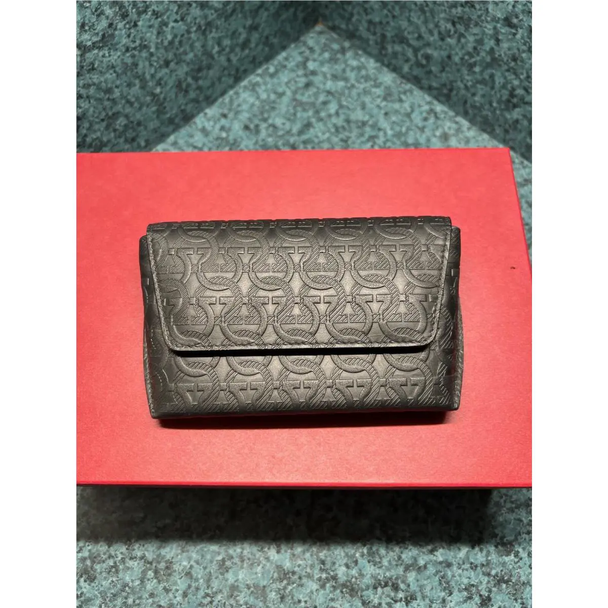 Magnetic Clutch Mini Bag Gancini Holder Black Leather by Salvatore Ferragamo
