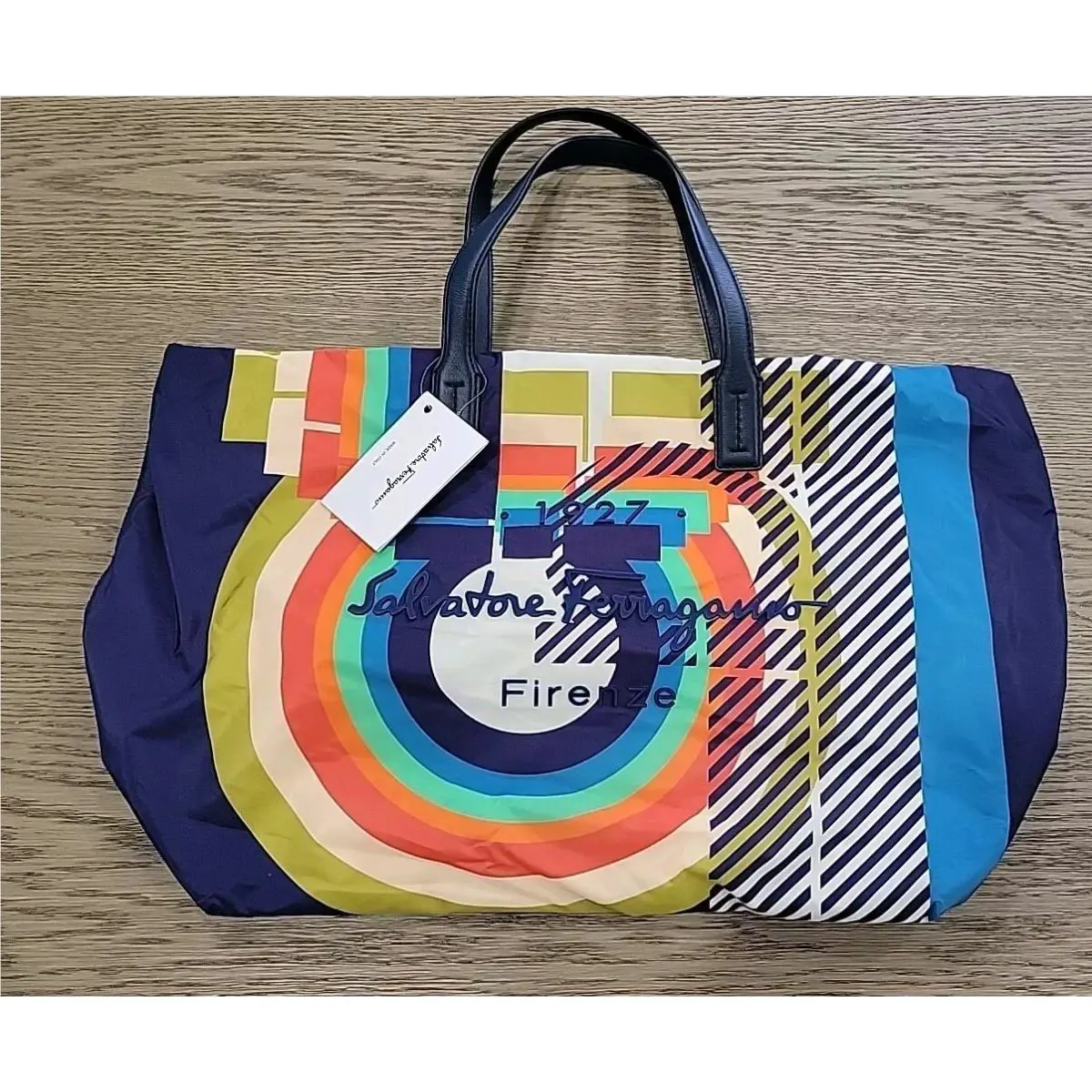Salvatore Ferragamo Blue Beach Tote Purse Bag