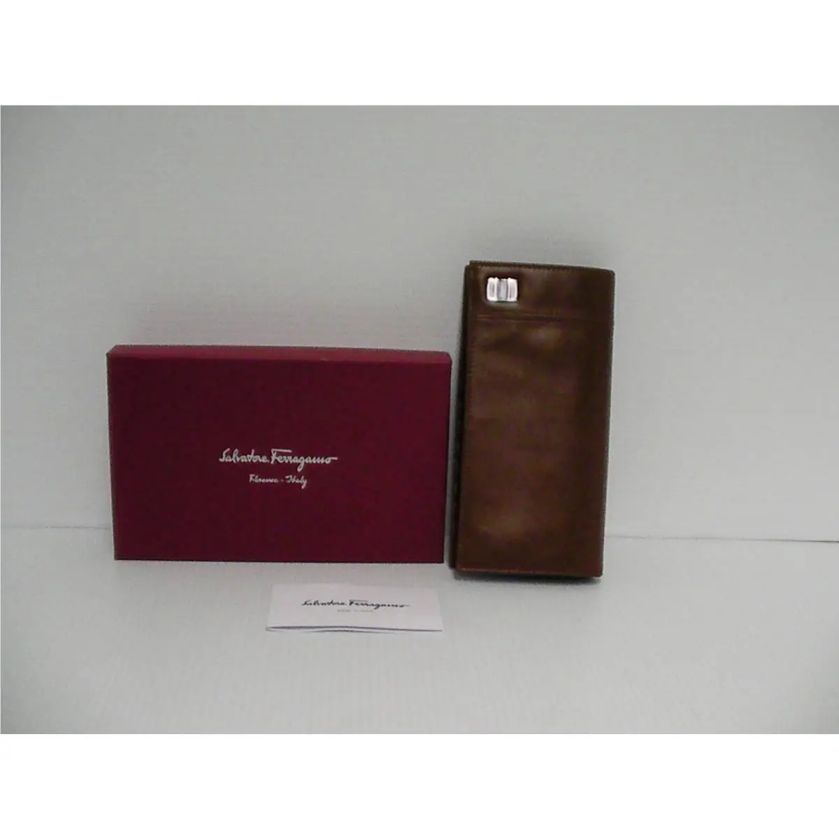 Salvatore Ferragamo Leather Wallet Credit Cards Coins Checkbook