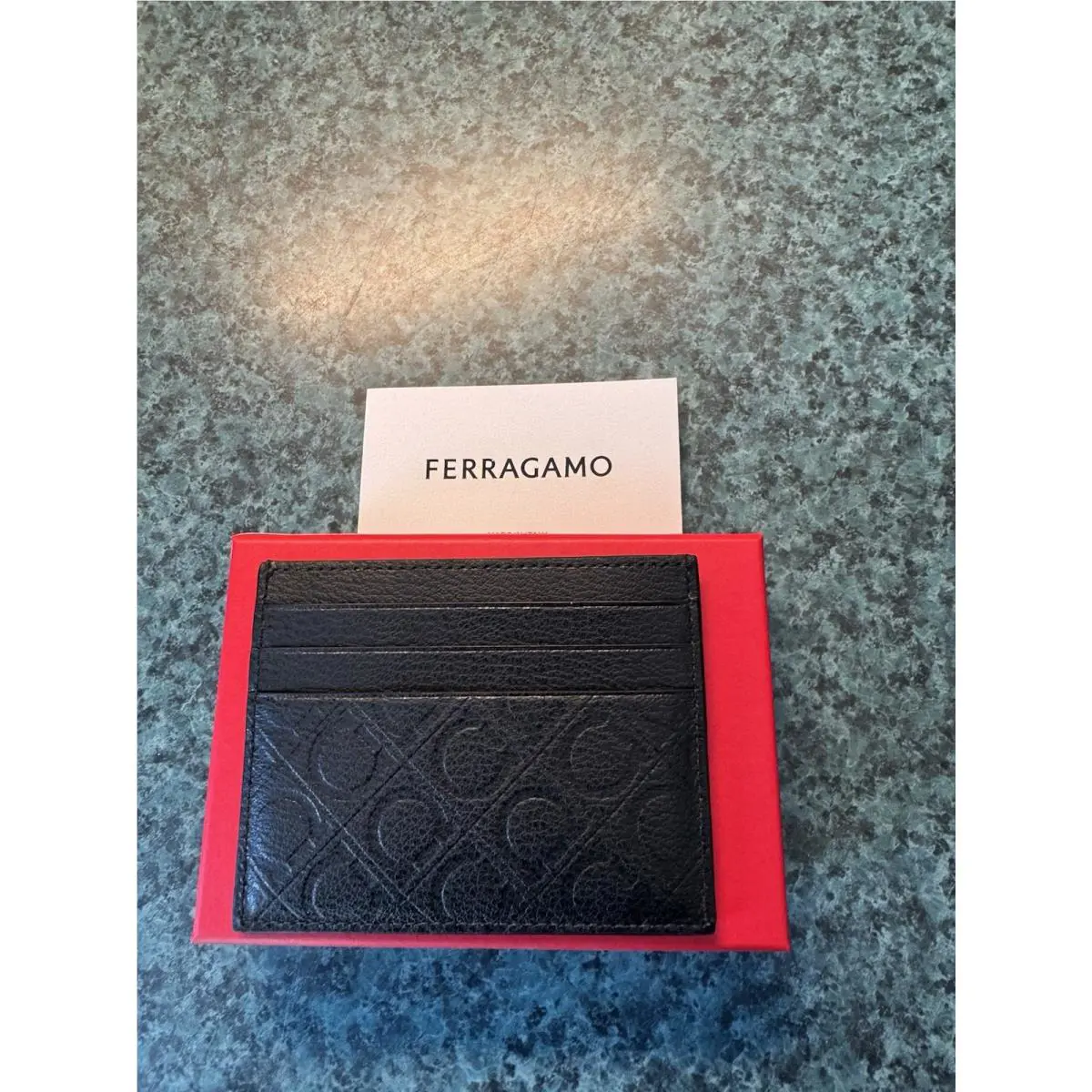 Gancini Logo Black Salvatore Ferragamo Leather Card Holder