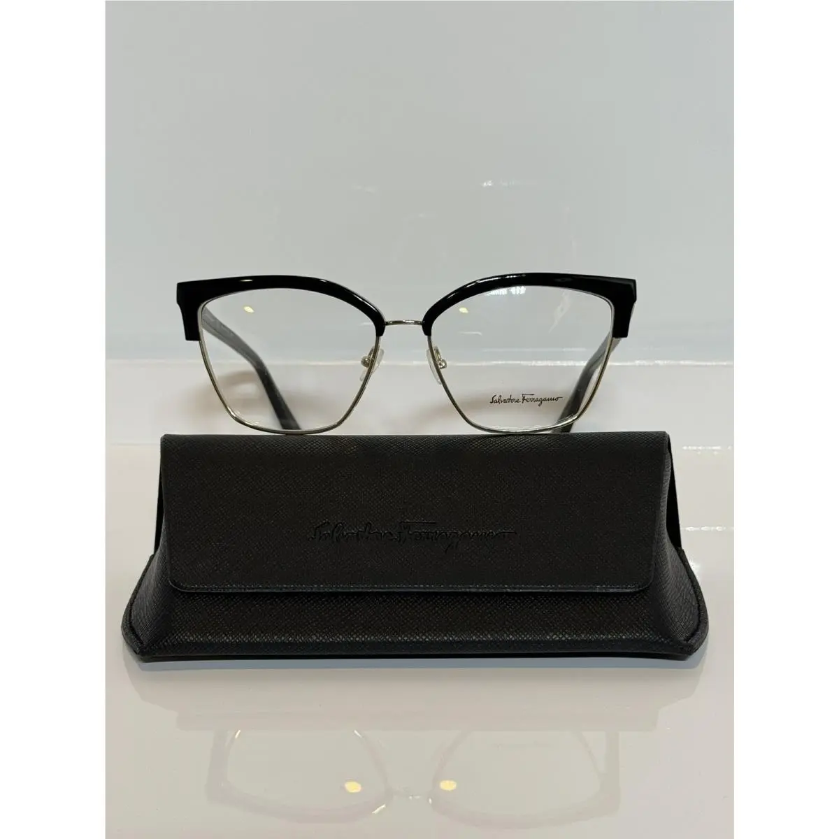 Salvatore Ferragamo 2210 017 Black Silver Metal Woman’s Eyeglasses 57mm