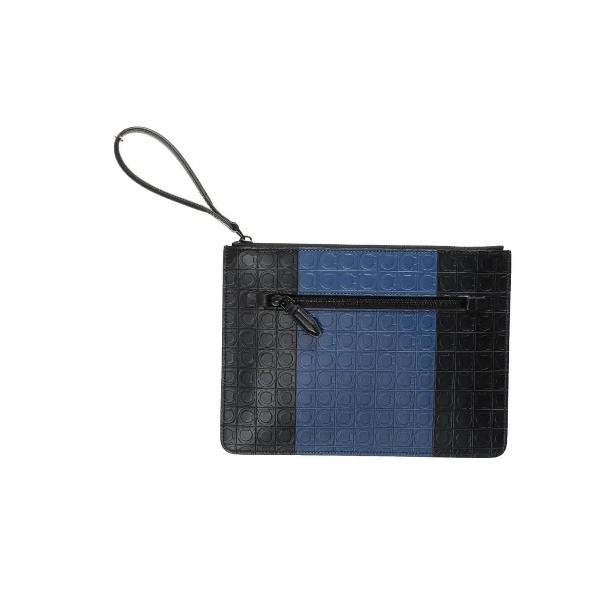 Women`s Logo Print Textured Leather Clutch Bag by Salvatore Ferragamo