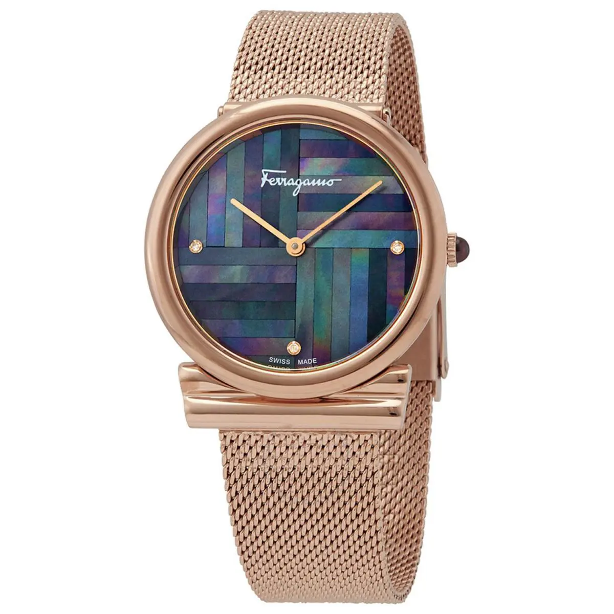 Salvatore Ferragamo Women`s Gancini Slim Mother of Pearl Dial Watch - SFIY00819
