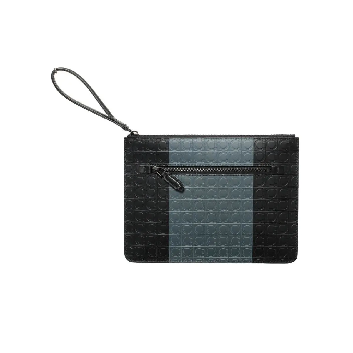 Women`s Logo Print Textured Leather Clutch Bag by Salvatore Ferragamo