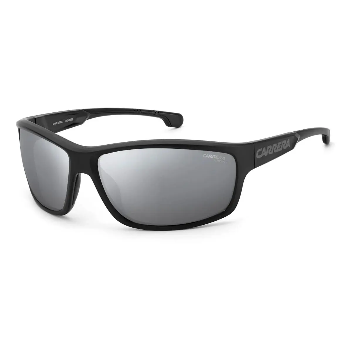 Carrera Ducati Sunglasses Black Grey Silver Mirror Rectangular Carduc 002/S - Frame: Black/Grey, Lens: Gray